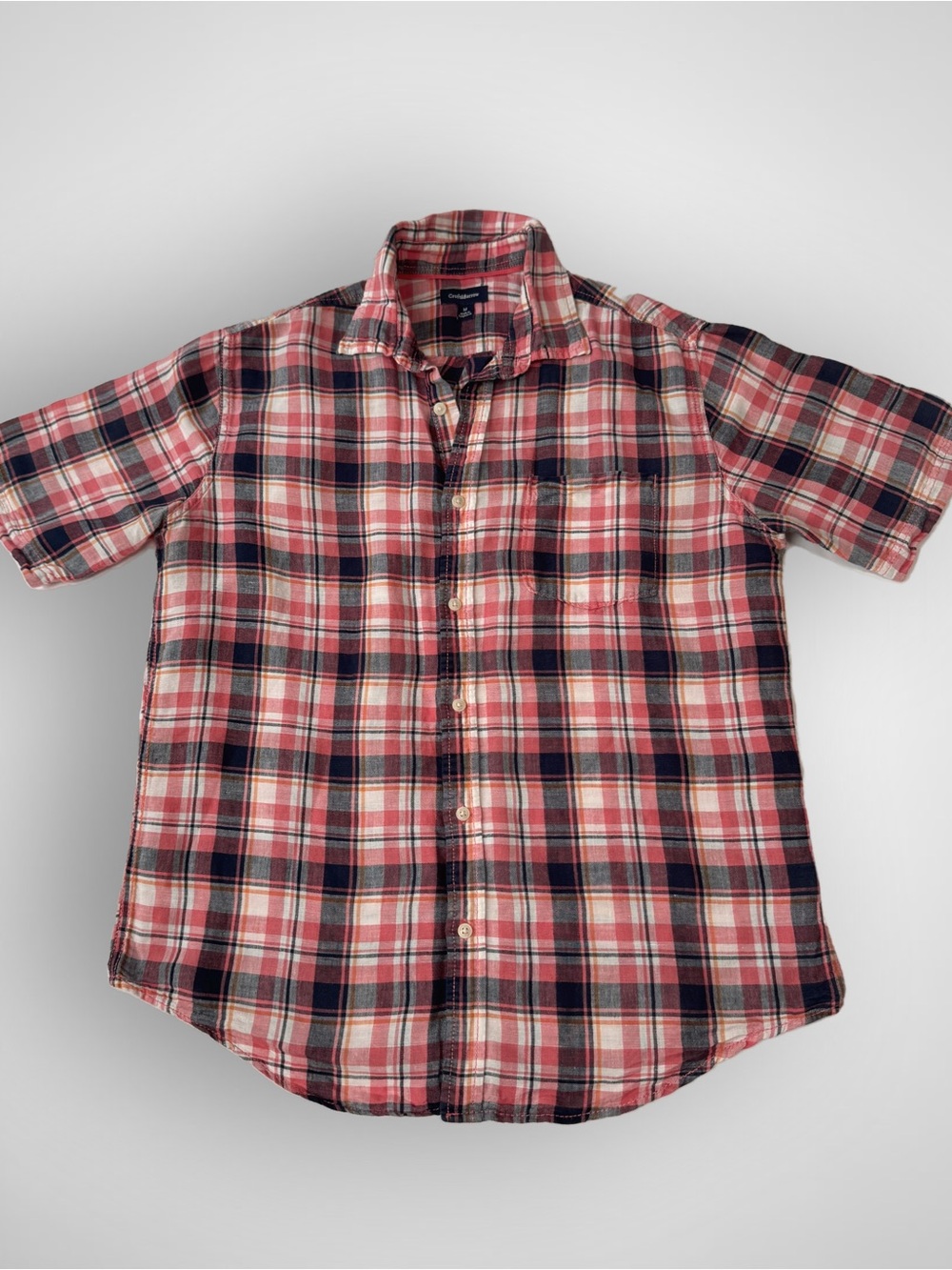 croft & barrow Red and Navy Plaid Short-Sleeve Button-Down